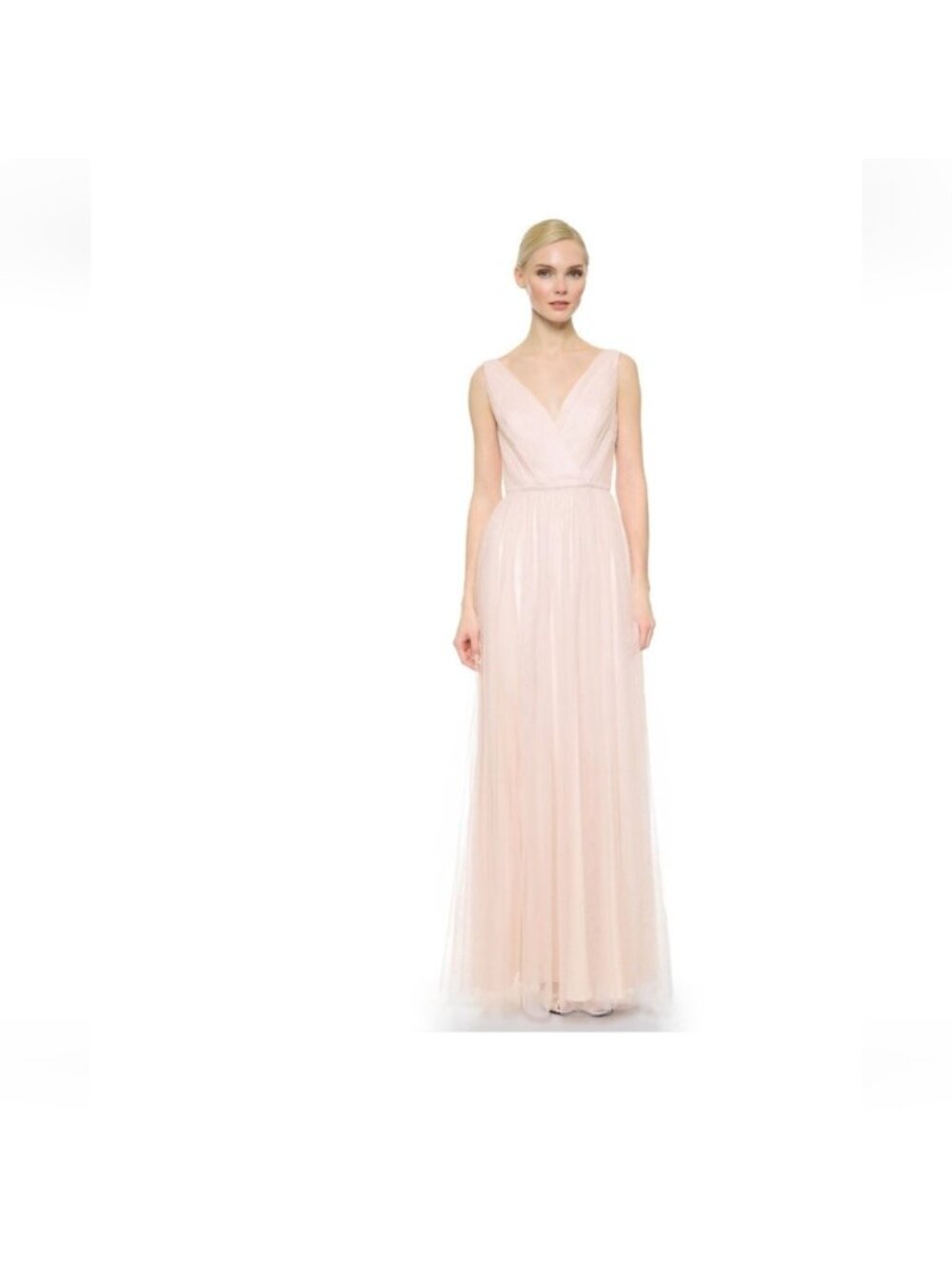 MONIQUE LHUILLIER light pink BRIDESMAIDS or Wedding TULLE GOWN